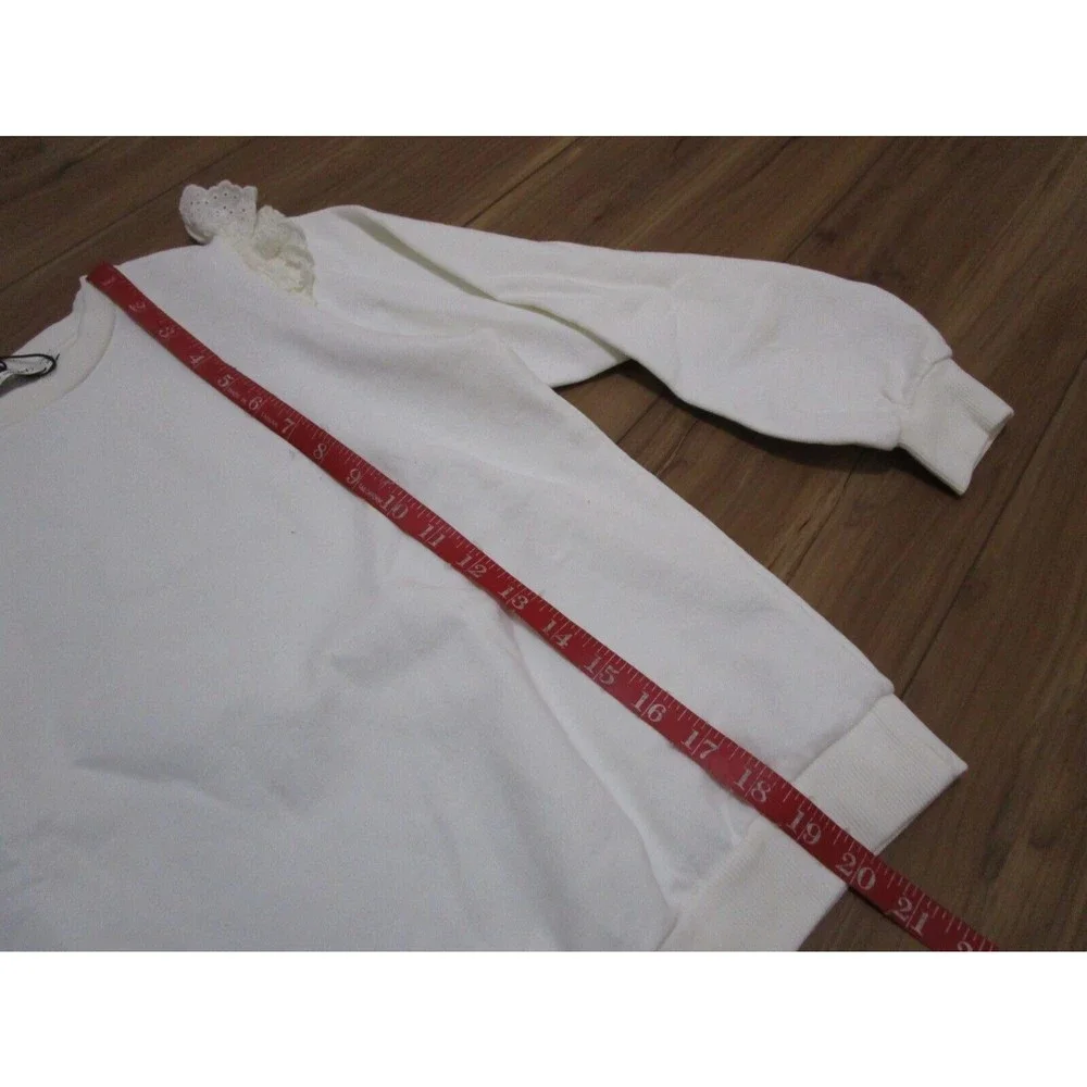 THE NEW SOCIETY IVORY YOLY SWEATER SWEATSHIRT PULLOVER NWT Ruffle Shoulder - Picture 8 of 11